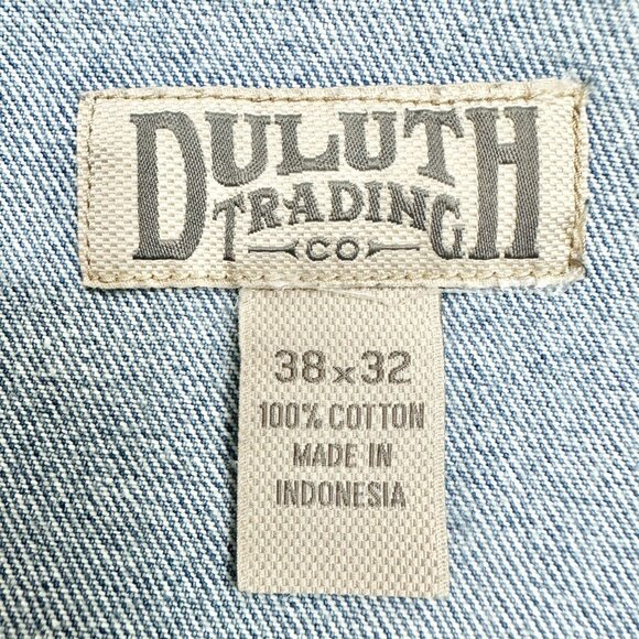 Duluth Trading Co Relaxed Fit Jeans Mens 38x32 Light Blue Cotton Denim Pockets - Picture 3 of 10